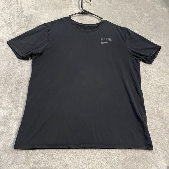 Nike Elite Shirt Mens Large Black Short Sleeve Athletic Performance Shirt - Picture 1 of 8